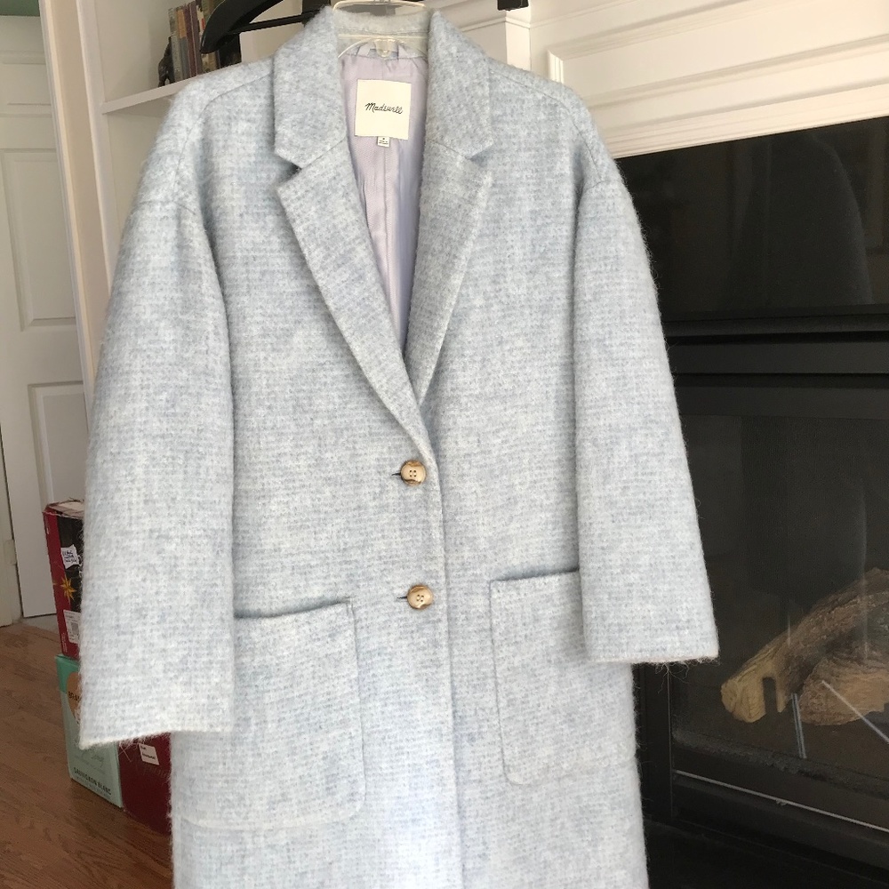Madewell oversized wool coat light blue